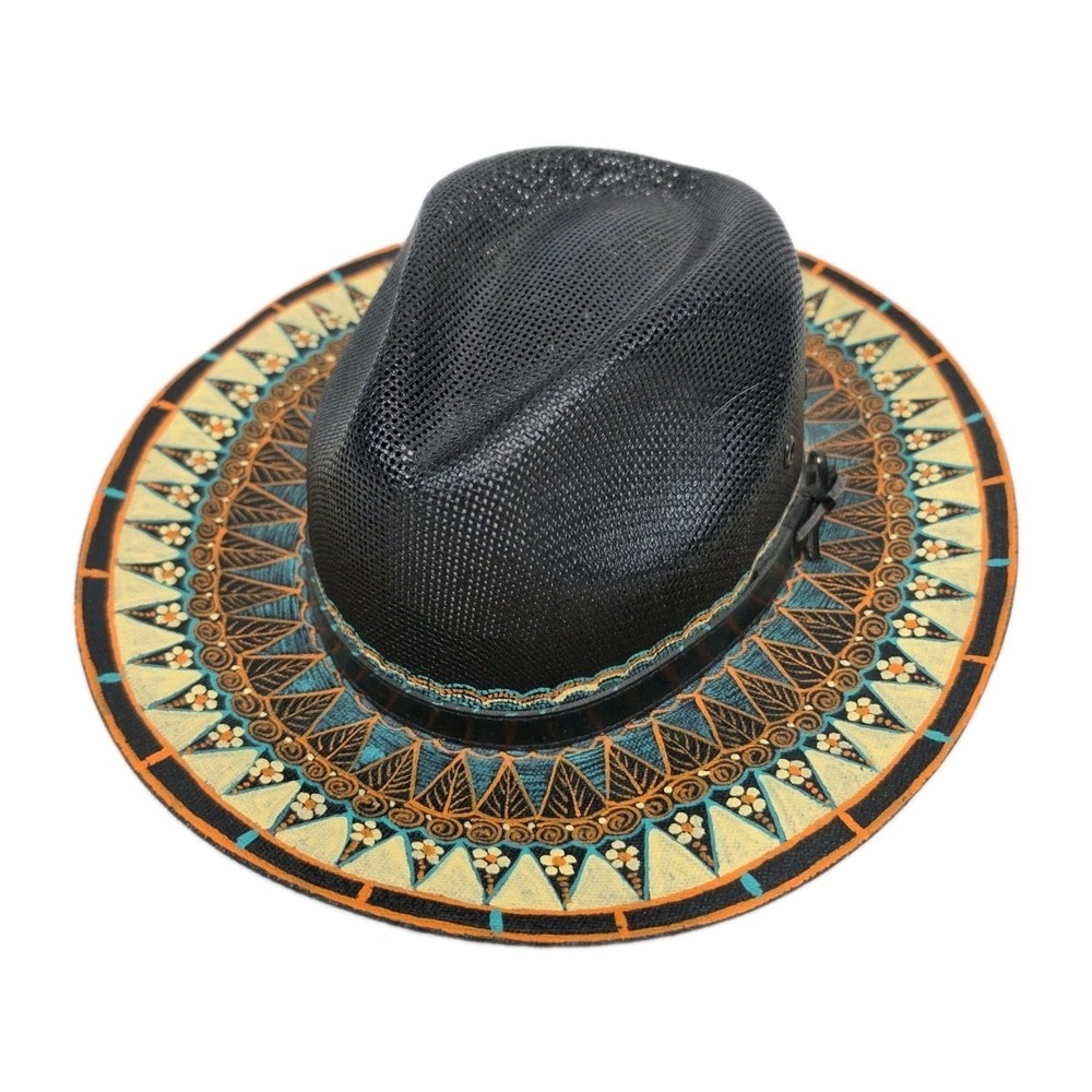 Madalais Mexican Hand Painted Fedora Floral Straw Hat Boho Chic Cowgirl 3311 - Picture 1 of 8